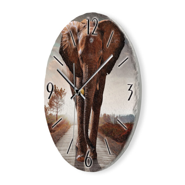 Elefant Design-Wanduhr aus Steinguss mit leisem Uhrwerk