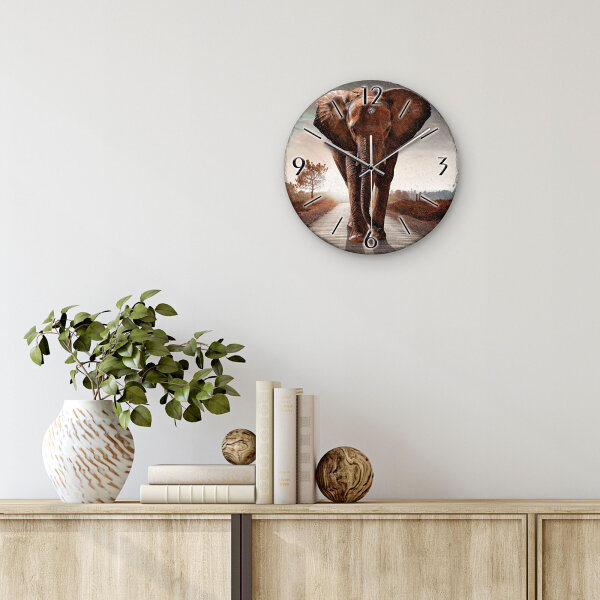 Elefant Design-Wanduhr aus Steinguss mit leisem Uhrwerk