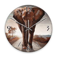 Elefant Design-Wanduhr aus Steinguss mit leisem Uhrwerk