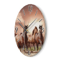 Wilde Pferde Design-Wanduhr aus Steinguss mit leisem Uhrwerk