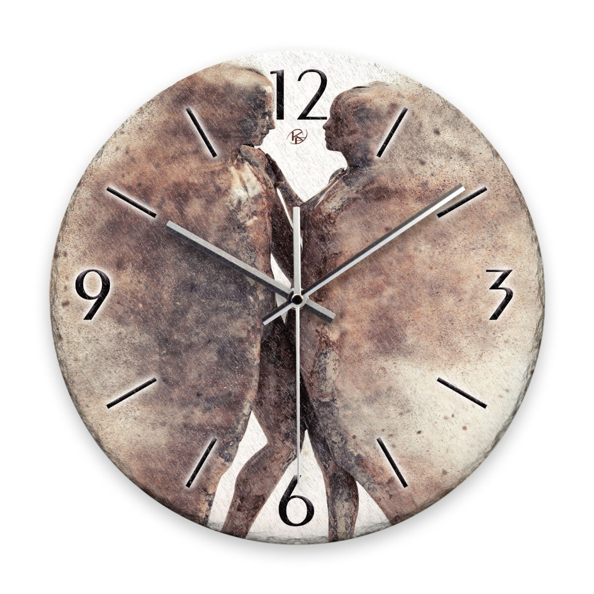 Liebe Design-Wanduhr aus Steinguss mit leisem Uhrwerk