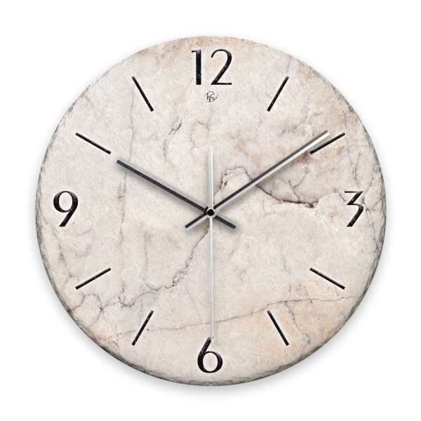 Stein-Optik weiß Design-Wanduhr aus Steinguss mit...