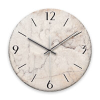 Stein-Optik weiß Design-Wanduhr aus Steinguss mit leisem Uhrwerk