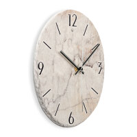 Stein-Optik weiß Design-Wanduhr aus Steinguss mit leisem Uhrwerk