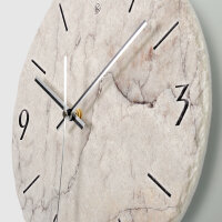 Stein-Optik weiß Design-Wanduhr aus Steinguss mit leisem Uhrwerk