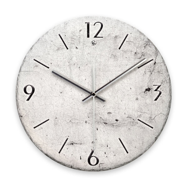 Beton-Optik grau Design-Wanduhr aus Steinguss mit leisem...
