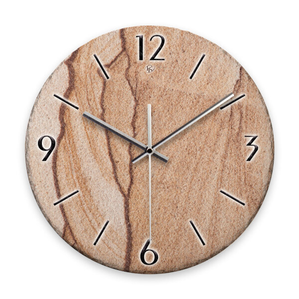 Marmor-Optik beige Design-Wanduhr aus Steinguss mit...