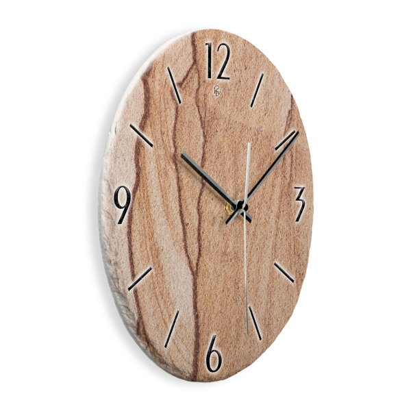 Marmor-Optik beige Design-Wanduhr aus Steinguss mit...
