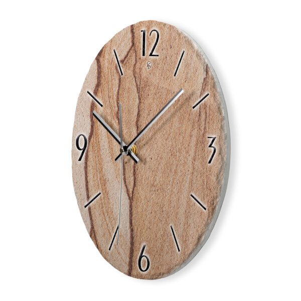 Marmor-Optik beige Design-Wanduhr aus Steinguss mit leisem Uhrwerk