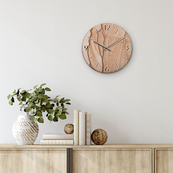 Marmor-Optik beige Design-Wanduhr aus Steinguss mit leisem Uhrwerk