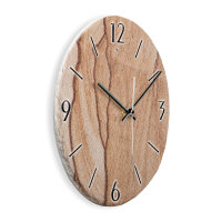 Marmor-Optik beige Design-Wanduhr aus Steinguss mit leisem Uhrwerk