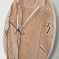 Marmor-Optik beige Design-Wanduhr aus Steinguss mit leisem Uhrwerk