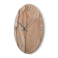 Marmor-Optik beige Design-Wanduhr aus Steinguss mit leisem Uhrwerk
