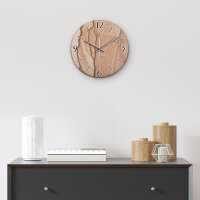 Marmor-Optik beige Design-Wanduhr aus Steinguss mit leisem Uhrwerk
