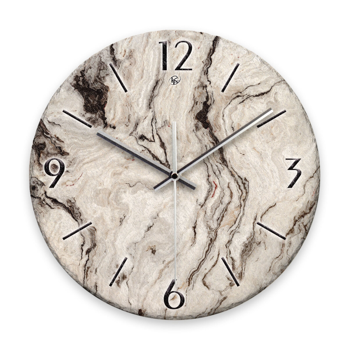 Marmor-Optik Design-Wanduhr aus Steinguss mit leisem Uhrwerk