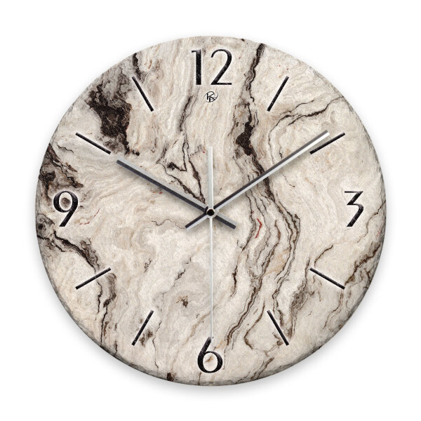 Marmor-Optik Design-Wanduhr aus Steinguss mit leisem Uhrwerk