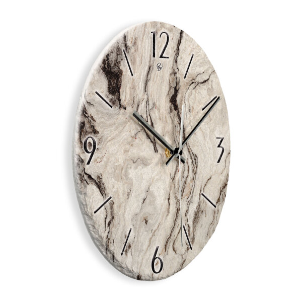 Marmor-Optik Design-Wanduhr aus Steinguss mit leisem Uhrwerk