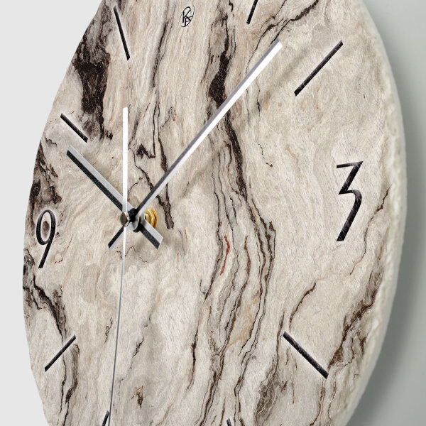 Marmor-Optik Design-Wanduhr aus Steinguss mit leisem Uhrwerk