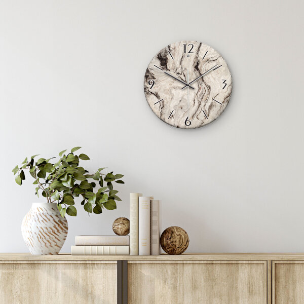 Marmor-Optik Design-Wanduhr aus Steinguss mit leisem Uhrwerk