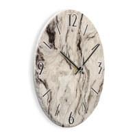 Marmor-Optik Design-Wanduhr aus Steinguss mit leisem Uhrwerk