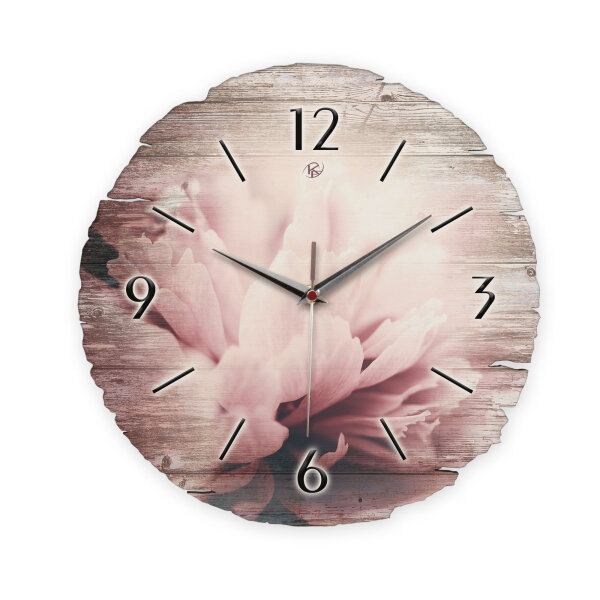 Dahlie Runde Designer-Wanduhr aus Holz – leises...