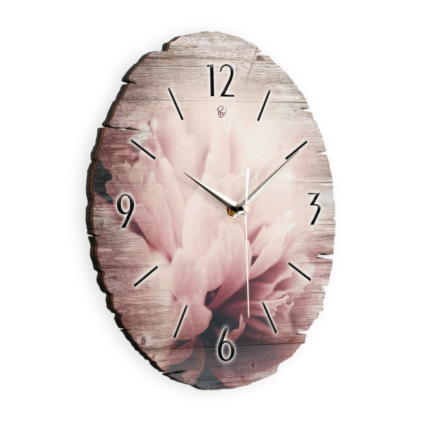 Dahlie Runde Designer-Wanduhr aus Holz – leises...