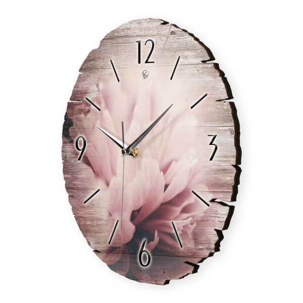 Dahlie Runde Designer-Wanduhr aus Holz – leises Uhrwerk