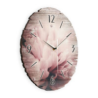 Dahlie Runde Designer-Wanduhr aus Holz – leises Uhrwerk