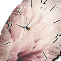 Dahlie Runde Designer-Wanduhr aus Holz – leises Uhrwerk