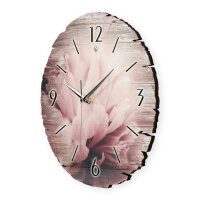 Dahlie Runde Designer-Wanduhr aus Holz – leises Uhrwerk