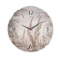 Gräser am See Runde Designer-Wanduhr aus Holz – leises Uhrwerk