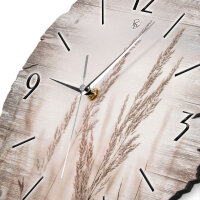 Gräser am See Runde Designer-Wanduhr aus Holz – leises Uhrwerk
