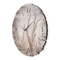 Gräser am See Runde Designer-Wanduhr aus Holz – leises Uhrwerk