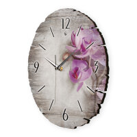 Orchidee Runde Designer-Wanduhr aus Holz – leises Uhrwerk