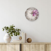 Orchidee Runde Designer-Wanduhr aus Holz – leises Uhrwerk