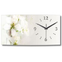 Weiße Blüte Designer-Wanduhr mit leisem Uhrwerk aus Alu