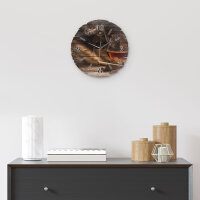 Whiskey & Zigarre Runde Designer-Wanduhr aus Holz – leises Uhrwerk