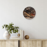 Whiskey & Zigarre Runde Designer-Wanduhr aus Holz – leises Uhrwerk