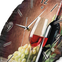 Wein & Trauben Runde Designer-Wanduhr aus Holz – leises Uhrwerk