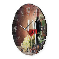 Wein & Trauben Runde Designer-Wanduhr aus Holz – leises Uhrwerk