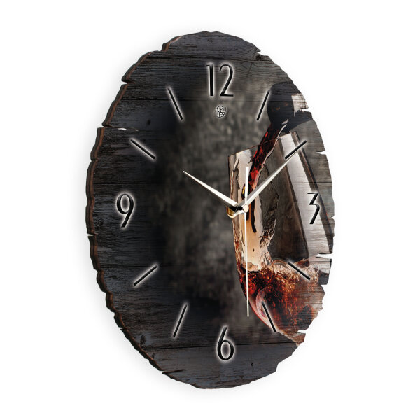 Rotwein Runde Designer-Wanduhr aus Holz – leises...