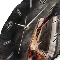 Rotwein Runde Designer-Wanduhr aus Holz – leises Uhrwerk