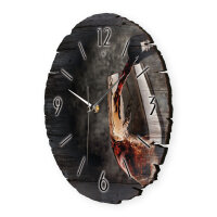 Rotwein Runde Designer-Wanduhr aus Holz – leises Uhrwerk