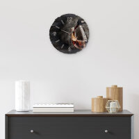 Rotwein Runde Designer-Wanduhr aus Holz – leises Uhrwerk