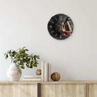 Rotwein Runde Designer-Wanduhr aus Holz – leises Uhrwerk