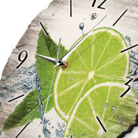 Grüne Limetten Runde Designer-Wanduhr aus Holz – leises Uhrwerk