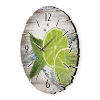 Grüne Limetten Runde Designer-Wanduhr aus Holz – leises Uhrwerk