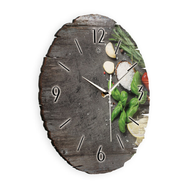Kräuter & Gewürze Runde Designer-Wanduhr...