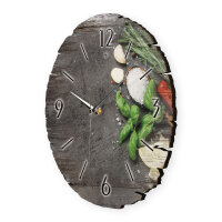 Kräuter & Gewürze Runde Designer-Wanduhr aus Holz – leises Uhrwerk