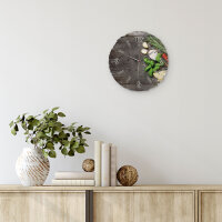 Kräuter & Gewürze Runde Designer-Wanduhr aus Holz – leises Uhrwerk